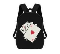Poker Cards Four Aces1 17 Inch Travel Backpack for Men Women | Lightweight Casual Daypack Backpack with Adjustment Strap and Side Pockets