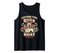 Poker Cards Full House Vintage Catching Fish On The River Tank Top