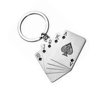 Poker Cards Royal Flush Silver Keyring Keychain