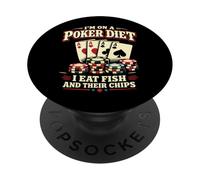 Poker Cards Vintage I'm On A Poker Diet I Eat Fish And Their PopSockets Adhesive PopGrip