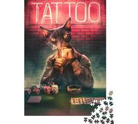 Poker Cat #1 Adult Jigsaw Puzzle, 1000 Pieces, 38x26cm/1000pcs, Low-dust White Pieces for Sorting; Screen-free Family Time at Home