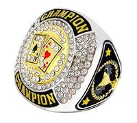 Poker Champion Ring Trophy Award Winner MVP Collectible Gift Championship Ring, size 12, Zinc