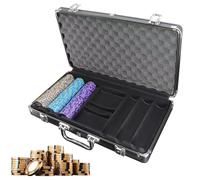 Poker Chip Empty - 300-Piece Capacity Aluminum Alloy Matte Black Storage | Full Protection Poker Chip Display Carry Organizer | Durable Portable for Lovers, Family, Friends, Enthusiasts