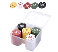 Poker Chip Set - 100 Piece Style Counter Tokens, Lightweight Display Box Set for Mahjong Texas Holdem Game Room Office Birthday Events | Organized Play Accessory for Social