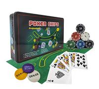 Poker Chip Set for Texas Holdem, Blackjack 200 Chips Poker Set with Table Cloth Playing Game for Family Friends Party (300 pcs)