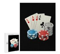 Poker Chips And Playing Card Vertical Wooden Jigsaw Puzzles for Adults Challenge Intelligent Puzzle Letter on Back Picture Home Decor