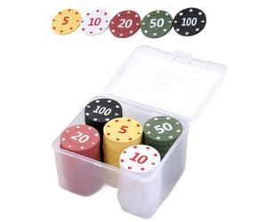 Poker Chips Set - 3.5cm Diameter (1 Set) Markers, Game Room Currency Pieces Multicolored ABS Material Portable Storage Box Organizer Accessory | Game Nights Tournaments Parties