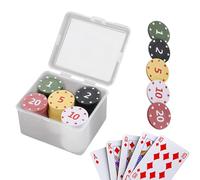 Poker Chips with Value Information, 100-Piece Numbered Coloured Game Accessories with Case, Poker Chips - For Home, Night, Exhibition, Tournaments, Parties, Holiday, Birthday, Offices, Room, Family
