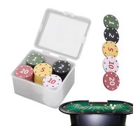 Poker Chips with Value Information, Pack of 100 Colourful Game Accessories with Storage Box, Small Poker Chips, for Home, Travel, Night, Exhibition, Tournaments, Parties, Holiday, Birthday, Offices