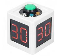 Poker Countdown Stopwatch, 1.4in 4 Sided Digital Display Brightness Adjustable Alarm Reminder Timer Shot Clock for Private Poker Chess white