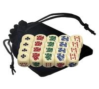 Poker Dice Set Ace K Q J 10 9 - 16mm High-Contrast Multi-Color Card Symbols - 2026 Series - Sunlit Ivory Rounded Corners Clubs Ace (4 Sets - Table Pack)