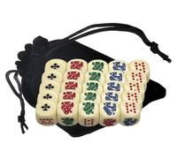 Poker Dice Set Ace K Q J 10 9 - 16mm High-Contrast Multi-Color Card Symbols - 2026 Series - Sunlit Ivory Rounded Corners Clubs Ace (5 Sets - Table Plus Pack)