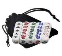 Poker Dice Set Ace K Q J 10 9 - 16mm High-Contrast Multi-Color Card Symbols - 2026 Series - White Rounded Corners Clubs Ace (5 Sets - Table Plus Pack)