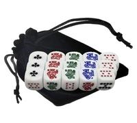 Poker Dice Set Ace K Q J 10 9 - 16mm High-Contrast Multi-Color Card Symbols - 2026 Series - White Rounded Corners Clubs Ace (3 Sets - Triple Pack)