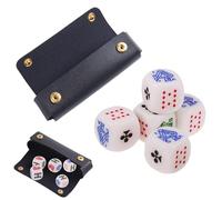 Poker Dice Set with Leather Case, 5 Casino Dice for Travel Games