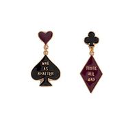 Poker Earrings - Black Heart Dangly Earrings for Men,Red Heart Alice in Wonderland Earrings,Poker Gifts Queen of Hearts Cool Earrings for Women, Zinc, No Gemstone