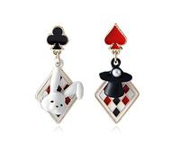 Poker Earrings for Women 14 Gold Hearts Spades A Ace Rabbit Clock Playing Cards Earrings Halloween Jewelry Gift, S, Alloy Steel, No Gemstone