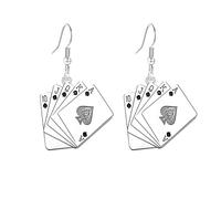 Poker Earrings for Women Hearts And Spades A Ace Playing Cards Earrings Halloween Card Gambling Casino Jewelry Gift, M, Alloy Steel, No Gemstone