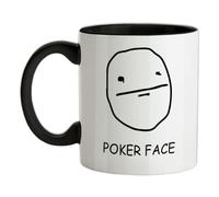 Poker Face Meh - 11oz - Ceramic Two-Tone Mug for Coffee/Tea - Black/White - One Size