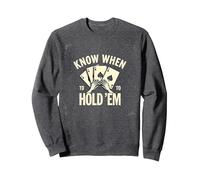 Poker for Men: Know When to Hold 'Em Strategy Quote Sweatshirt, Adult Unisex, Dark Heather Grey, Large