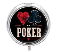 Poker Heart Plums Small Pill Box Case 3 Compartment 2"