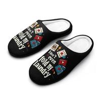 Poker I Don't Even Fold My Laundry Men's House Slippers Memory Foam Washable Cotton Slip on Home Shoes