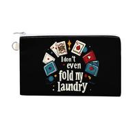 Poker I Don't Even Fold My Laundry Small Canvas Coin Purse Change Zippered Pouch Wallet Organizer Bags 7.4 X 4.6 Inch