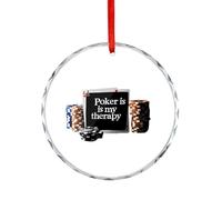Poker Is My Therapy Christmas Hanging Ornaments Crystal Glass Round Pendant Gifts for Xmas Trees Home Offices