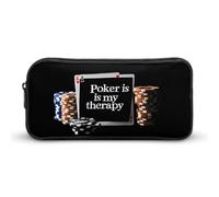 Poker is My Therapy Large Capacity Pencil Case Zipper Office Storage Pouch Multifunctional Makeup Bag for Travel 22 * 12 * 5cm