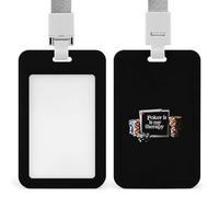 Poker is My Therapy Push-Pull ID Badge Holder Vertical Clear Holders with Lanyard Key Card Work Clip for Office Men Women