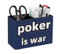 Poker Is War Multifunctional Desk Organiser Leather Pencil Holder Makeup Organizer for Home Office