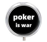 Poker is War Portable Pill Organizer with 3 Compartments Round Medicine Box Compact Travel Pharmacy Case