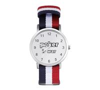 Poker is War Woven Strap Watch Multicolor Wristwatch Easy Reader Analog Watches for Men Women Birthday Gift