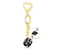 Poker Keychain Ace of Spades A & Dice Charm for Keys Purses Cars