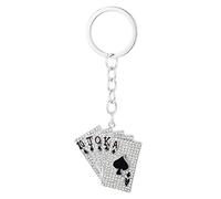 Poker Keychain for Women, Playing Cards Key Chain for Girls, Sparkling Poker Cards Key Ring, Royal Flush Keychains, Playing Card Amulet Keyring, Punk Poker Cards Keychain Accessories Gift (Black)