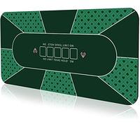 Poker Mat 180×90cm, 10 Players Texas Hold'em Poker Rubber Mat Poker Topper for Tables, Folding Portable Poker Table Top Layout w/Carrying Bag for Poker Games, Blackjack