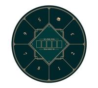 poker mat, Portable Round Poker Mat for Texas Holdem,8 Players Folding Poker Table Top with Art Deco Layout Print Mat(Green,L)