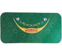 Poker Mat，Portable Table Top Suede Rubber Black Jack 21Points Baccarat Casino Tablecloth Green Mat Board Cloth with Pattern(24*47in)