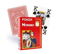 POKER MODIANO RED PLASTIC PLAYING CARDS 4 LARGE INDEX POKER SIZE MADE ITALY NEW