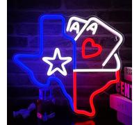 Poker Neon Sign Dimmable Playing Cards Neon Signs Texas Map Shape Neon Light for Poker Room Man Cave Club Pub Bistro Pub Home Bar Party Bedroom Decor USB Powered