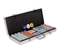 Poker Night Pro 500-Piece Texas Hold'em Poker Set | 14g Numbered Metal-Core Chips with Values, 2 Decks, Dealer & Blind Buttons | Aluminium Case Gift Box | Ages 14+ | Pro Quality & Easy Storage