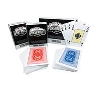 Poker Night Pro Bridge Playing Cards | Bridge Size Cards UK | Plastic 100% Waterproof 2 Pack Multipack | Red & Blue Backs | 4-Pip Regular Index | Canasta, Rummy, Whist