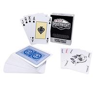 Poker Night Pro Bridge Playing Cards | Left or Right Handed, 4-Pip Index | Bridge Size Cards UK | Plastic 100% Waterproof, Blue Backs | Single Deck | Canasta, Rummy, Whist