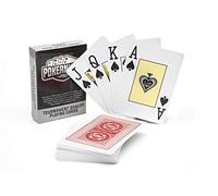 Poker Night Pro Poker Cards | Waterproof Plastic Playing Cards UK | Professional 100% Plastic, Red Backs | Jumbo Index | 54 Cards + 2 Jokers | Texas Hold'em, Bridge, Blackjack