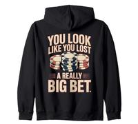 Poker Player Cards Game Gambler Bluff Bet Fold Chips Vintage Zip Hoodie