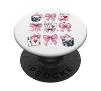 Poker Player Casino Gambling Gambler Girl Coquette Bow Pink PopSockets Adhesive PopGrip