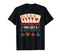 Poker Player Royal Flush Cards Gambler Bet Casino Vintage T-Shirt