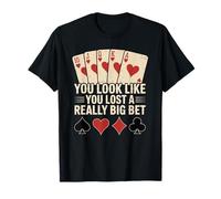 Poker Player Royal Flush Cards Gambler Bet Casino Vintage T-Shirt