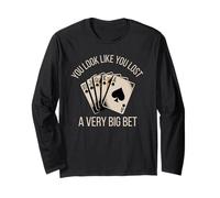 Poker Player Royal Flush Cards Game Gambler Bluff Bet Casino Long Sleeve T-Shirt