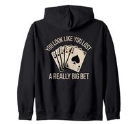 Poker Player Royal Flush Cards Game Gambler Bluff Bet Casino Zip Hoodie